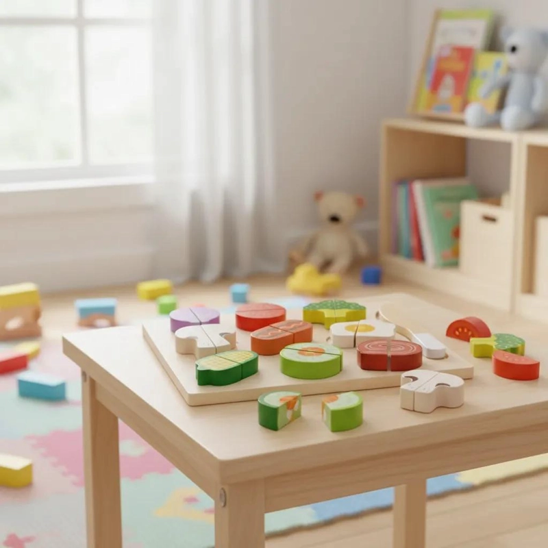 PUZZLE DE MADERA DE VERDURAS PARA CORTAR CON VELCRO 10 PIEZAS - 2