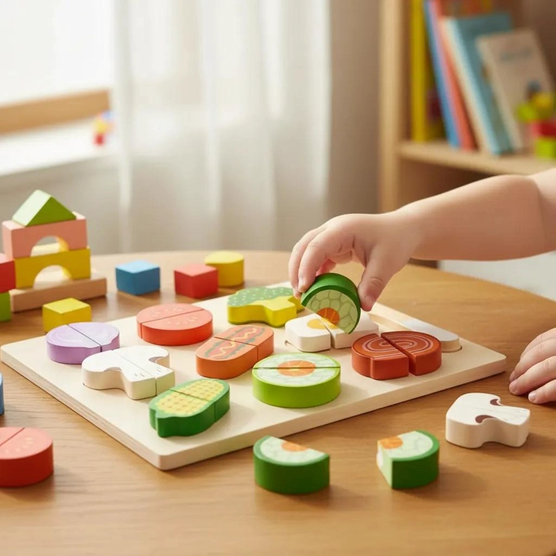 PUZZLE DE MADERA DE VERDURAS PARA CORTAR CON VELCRO 10 PIEZAS - 3