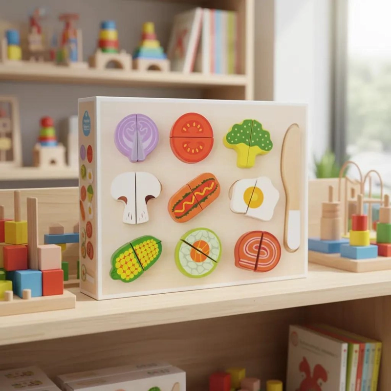 PUZZLE DE MADERA DE VERDURAS PARA CORTAR CON VELCRO 10 PIEZAS - 5