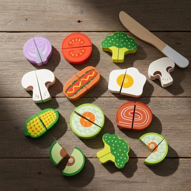 PUZZLE DE MADERA DE VERDURAS PARA CORTAR CON VELCRO 10 PIEZAS - 6