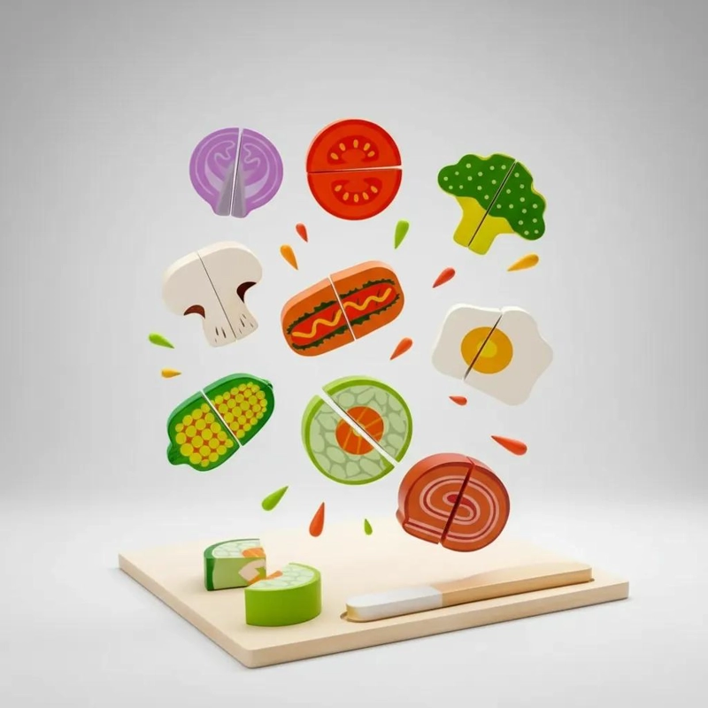PUZZLE DE MADERA DE VERDURAS PARA CORTAR CON VELCRO 10 PIEZAS - 7