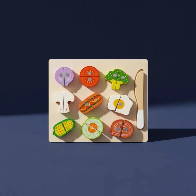 PUZZLE DE MADERA DE VERDURAS PARA CORTAR CON VELCRO 10 PIEZAS - 8