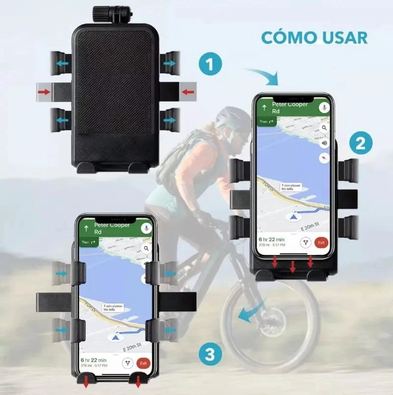 SOPORTE PARA CELULAR EN MOTO O BICICLETA CON BASE IMPERMEABLE - 7