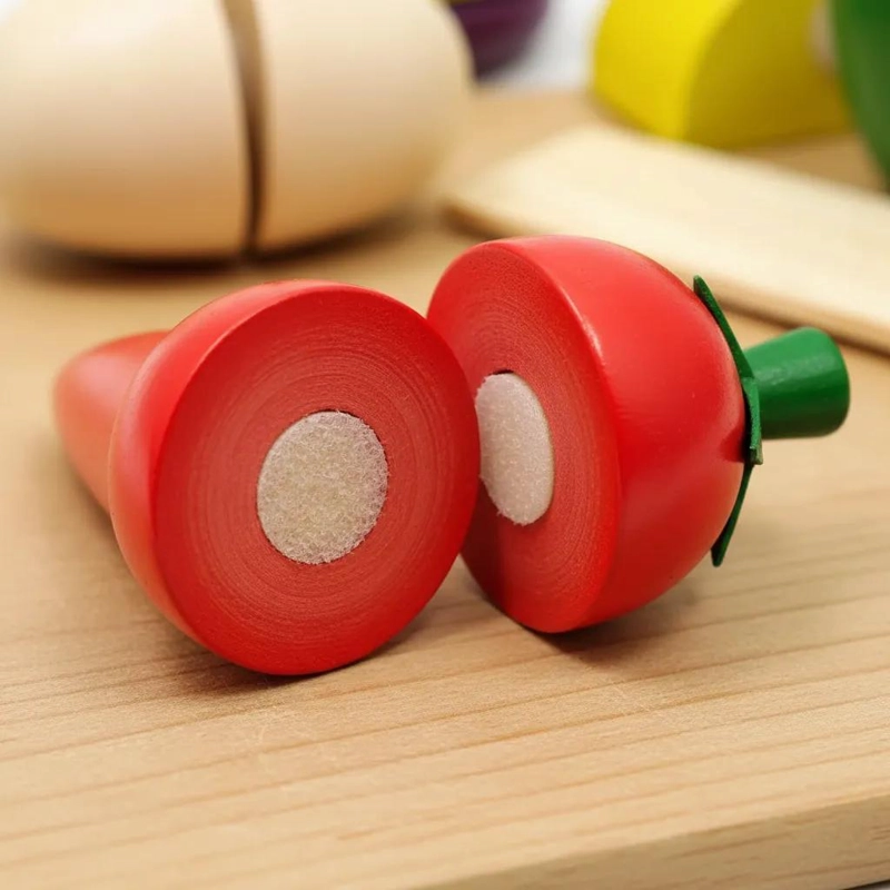 SET DIDACTICO DE VERDURAS DE MADERA CON VELCRO PARA NIÑOS - 6