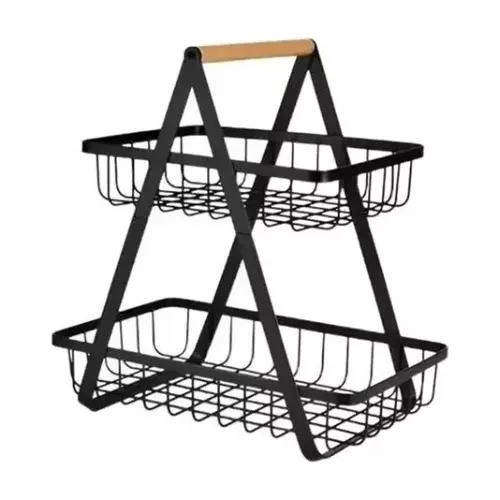 CESTA ORGANIZADOR DE FRUTAS Y VERDURAS DE METAL 2 NIVELES - 1