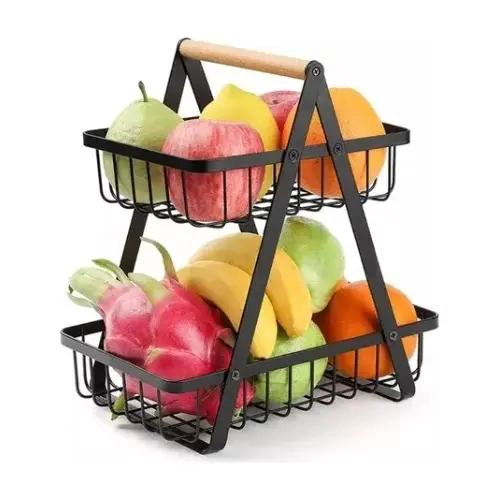 CESTA ORGANIZADOR DE FRUTAS Y VERDURAS DE METAL 2 NIVELES - 2