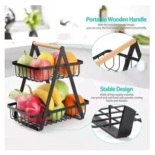 CESTA ORGANIZADOR DE FRUTAS Y VERDURAS DE METAL 2 NIVELES - 3
