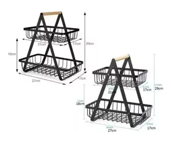 CESTA ORGANIZADOR DE FRUTAS Y VERDURAS DE METAL 2 NIVELES - 4