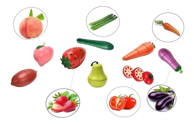 SET DE FRUTAS Y VERDURAS MAGNE TICAS DE MADERA 23 PIEZAS - 2