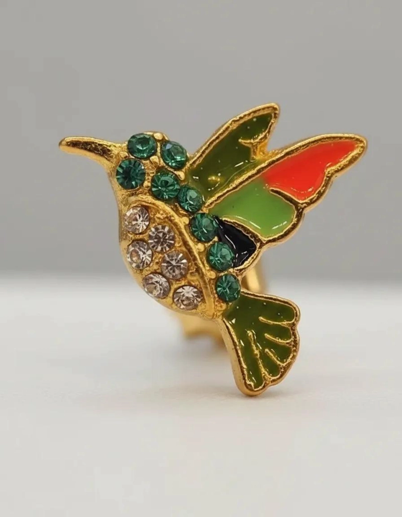 AROS PENDIENTES COLORIDOS CON DISEÑO DE COLIBRI - 5