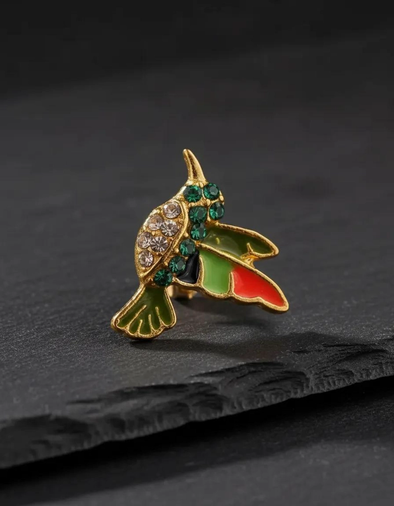 AROS PENDIENTES COLORIDOS CON DISEÑO DE COLIBRI - 6