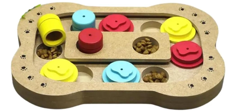 PUZZLE INTERACTIVO DE MADERA PARA MASCOTAS COME LENTO - 1