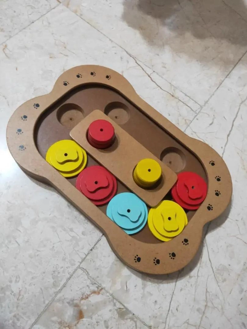 PUZZLE INTERACTIVO DE MADERA PARA MASCOTAS COME LENTO - 5