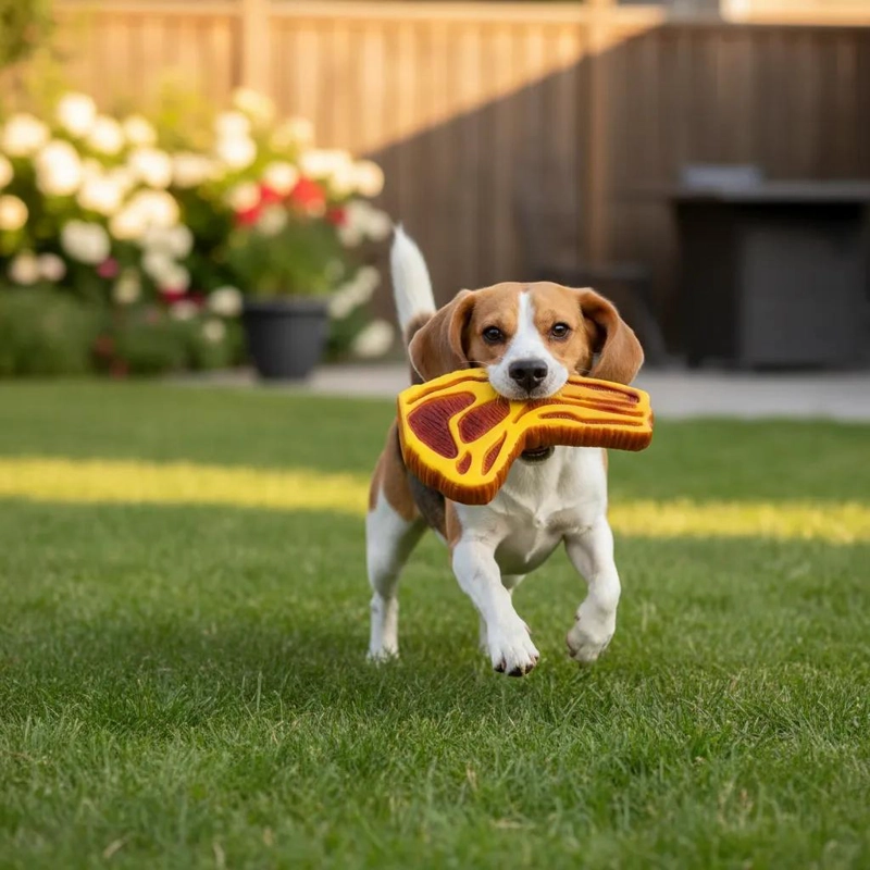 JUGUETES SONOROS DIVERTIDOS PARA PERROS CARNE Y HAMBURGUESA - 3
