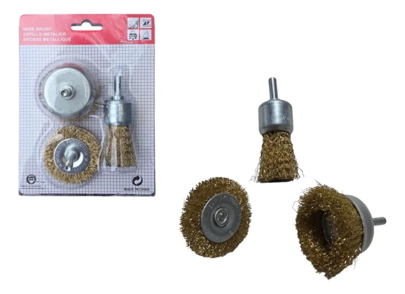 KIT DE ESCOBILLAS DE ALAMBRE PARA TALADRO 3 PIEZAS - 1