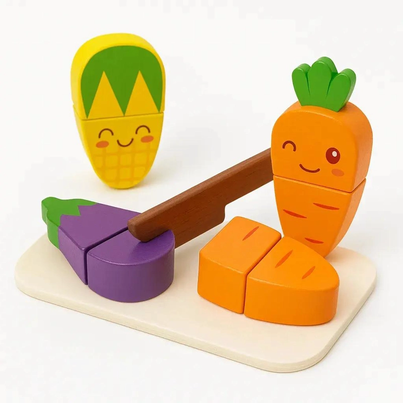 SET DE VERDURAS DE MADERA PARA CORTAR CON VELCRO - 1