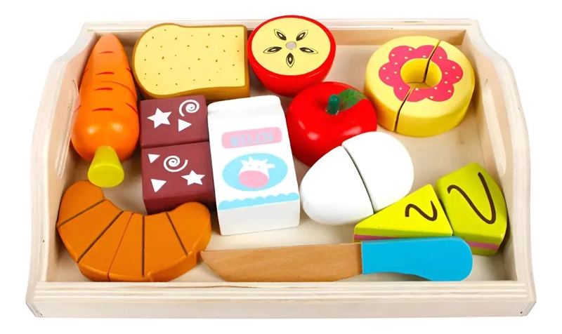 BANDEJA DE ALIMENTOS DE MADERA PARA JUEGO SIMBOLICO - 1