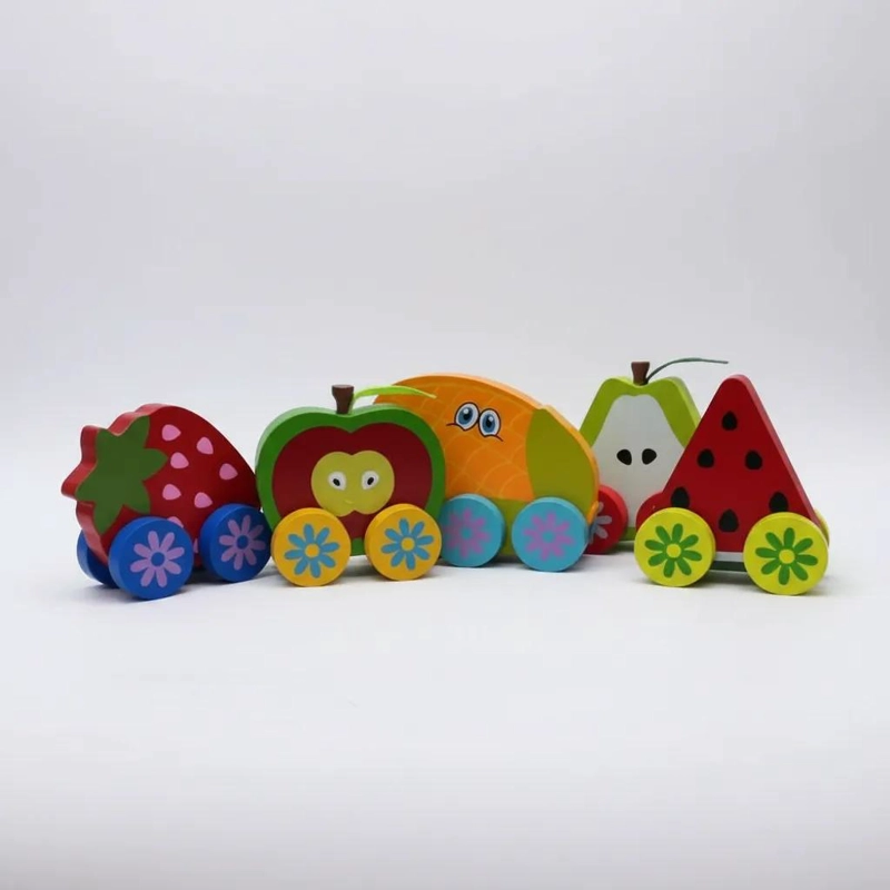 SET DE 5 FRUTAS RODANTES DE MADERA PARA NIÑOS - 1