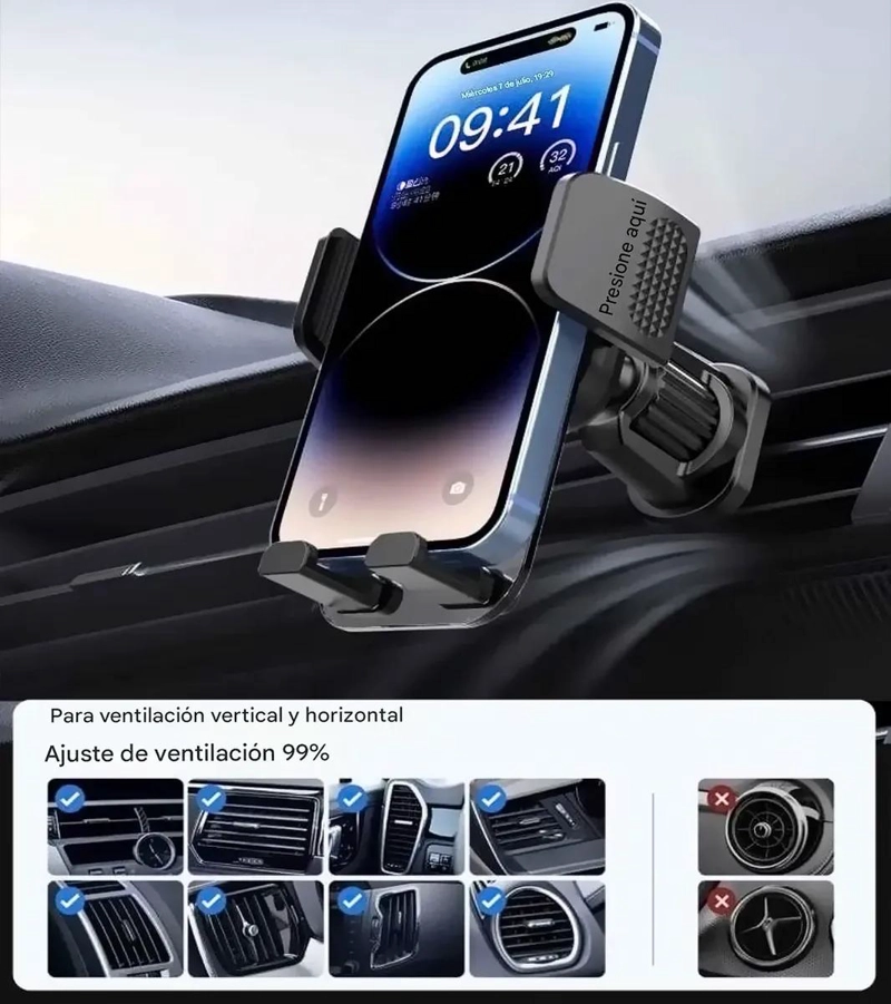 SOPORTE AUTO PARA CELULAR DE VENTILACION CON GIRO 360° - 3