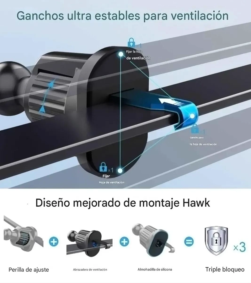 SOPORTE AUTO PARA CELULAR DE VENTILACION CON GIRO 360° - 6