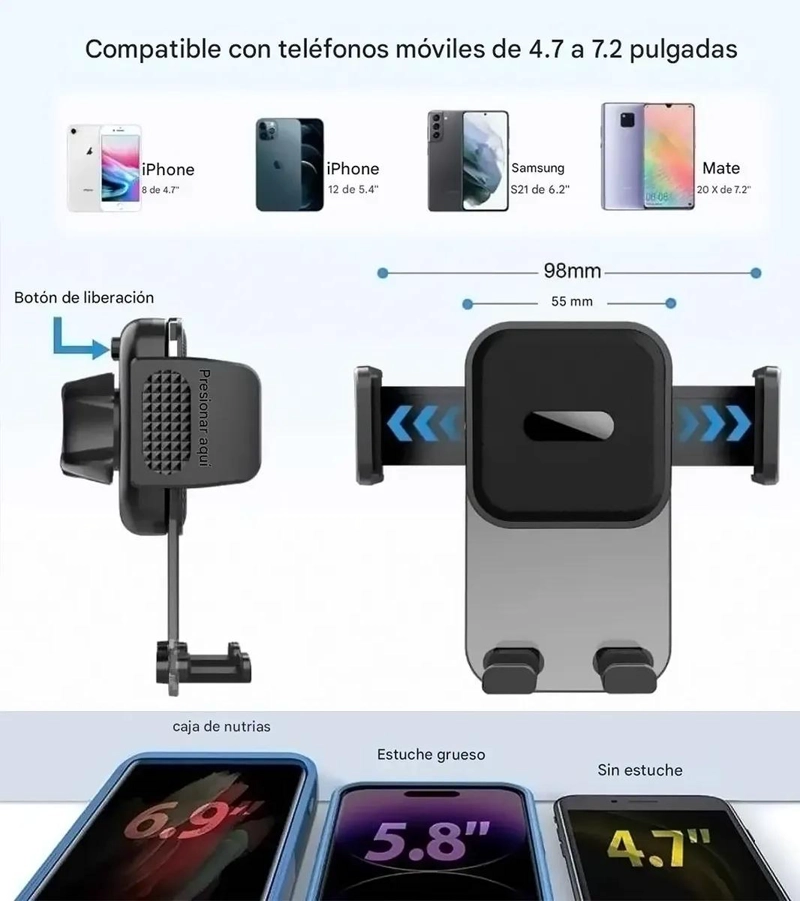 SOPORTE AUTO PARA CELULAR DE VENTILACION CON GIRO 360° - 7