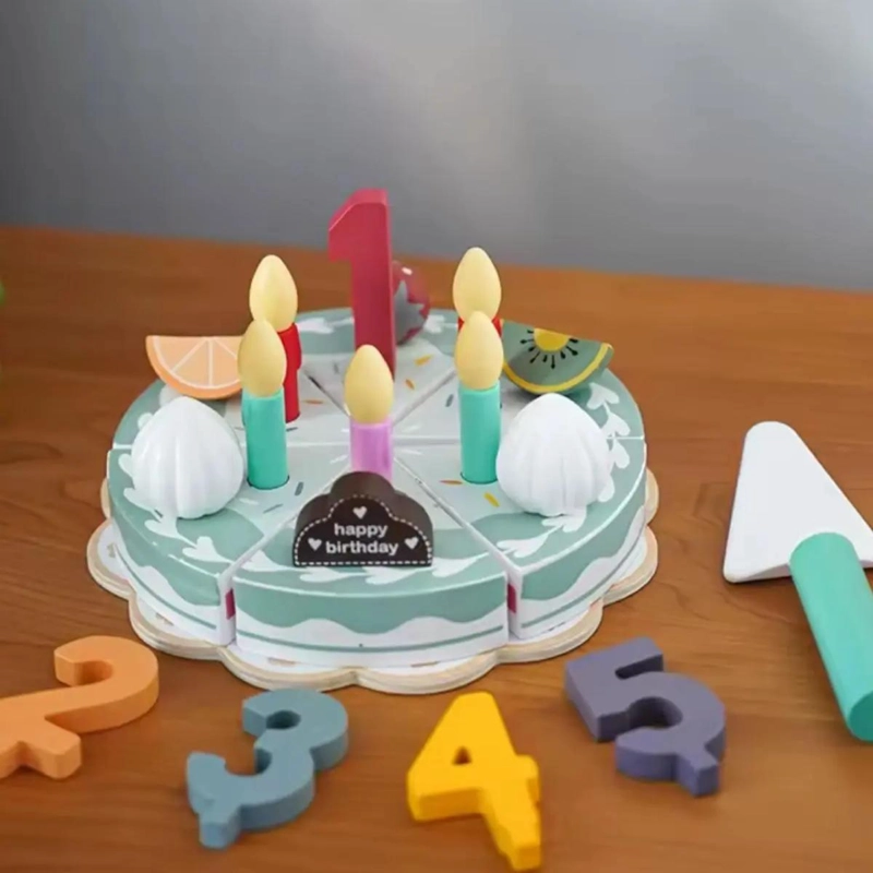 JUGUETE DE TORTA DE CUMPLEAÑOS DE MADERA PARA NIÑOS - 3