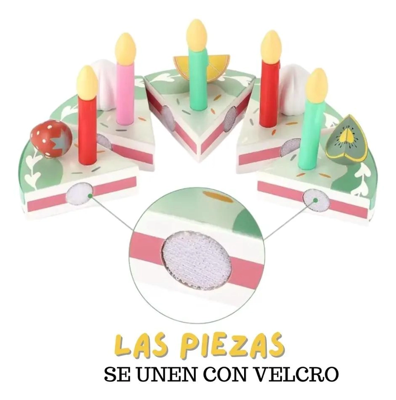 JUGUETE DE TORTA DE CUMPLEAÑOS DE MADERA PARA NIÑOS - 4