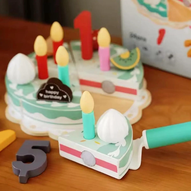JUGUETE DE TORTA DE CUMPLEAÑOS DE MADERA PARA NIÑOS - 5