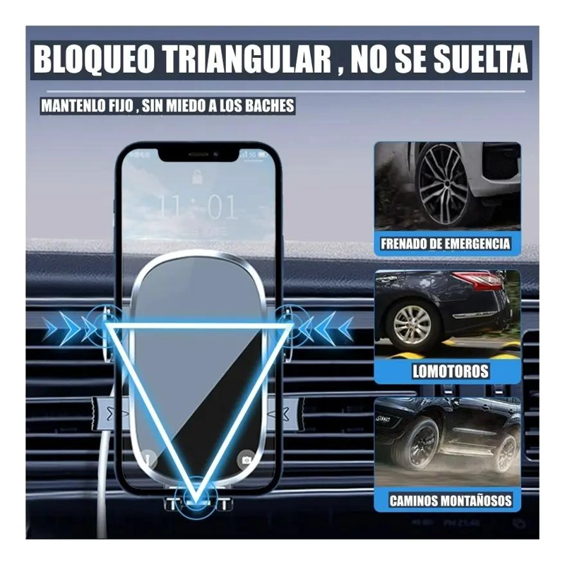 SOPORTE PARA CELULAR EN AUTOS CON ROTACION 360° Y FIJACION SEGURA - 4
