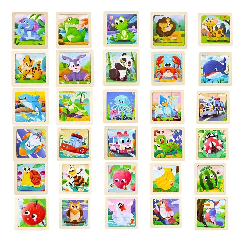 ROMPECABEZAS DE MADERA INFANTIL CON 30 PIEZAS DE ANIMALES Y MAS - 1