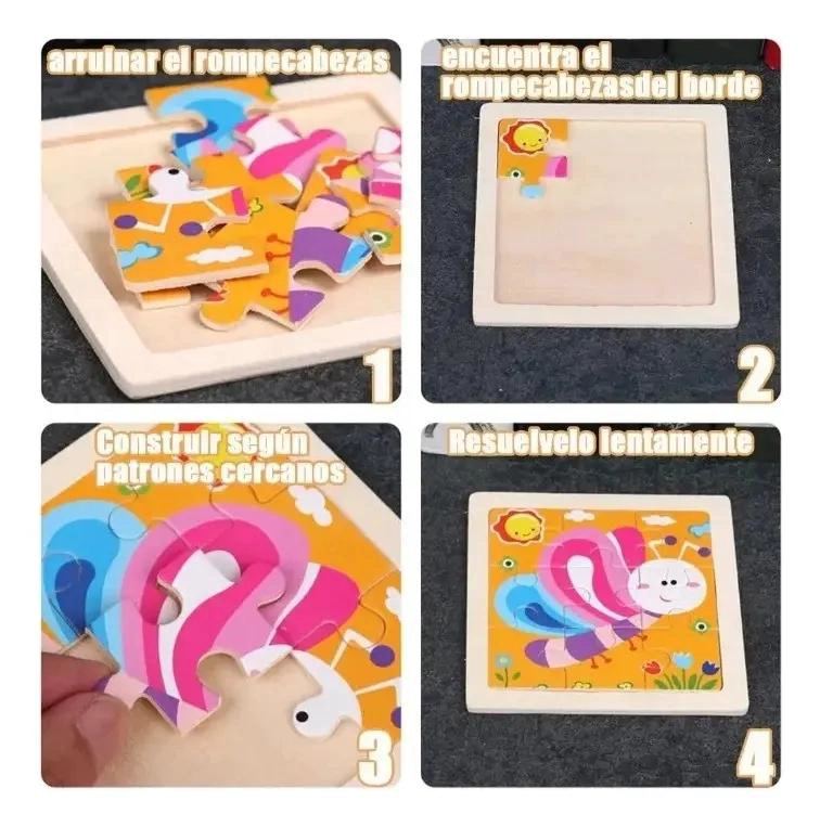 ROMPECABEZAS DE MADERA INFANTIL CON 30 PIEZAS DE ANIMALES Y MAS - 5