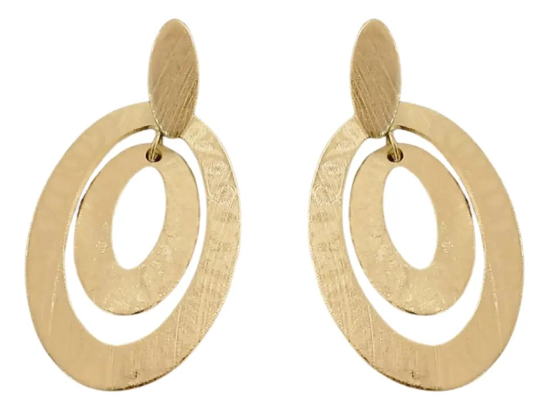 AROS COLGANTES OVALADOS ENCHAPADOS EN ORO ELEGANTES - 1