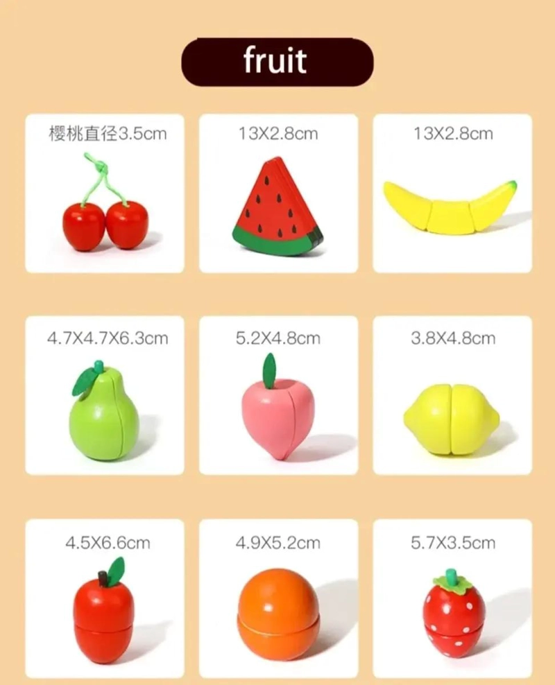 SET DE JUEGO DE CORTAR FRUTAS Y VERDURAS DE MADERA PARA NIÑOS - 3