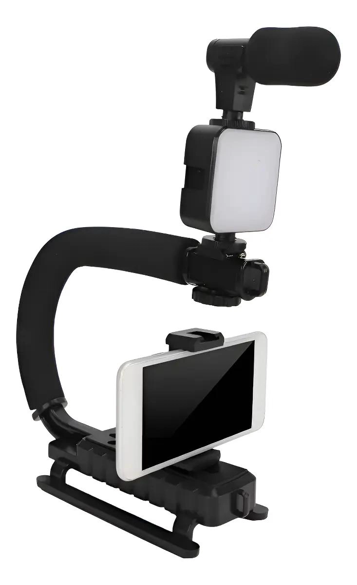 ESTABILIZADOR DE CAMARA PORTATIL CON MICROFONO Y LUZ LED - 1