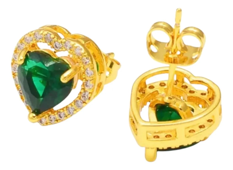 AROS ELEGANTES BAÑADOS EN ORO DE 18 KILATES CON CIRCONES - 1