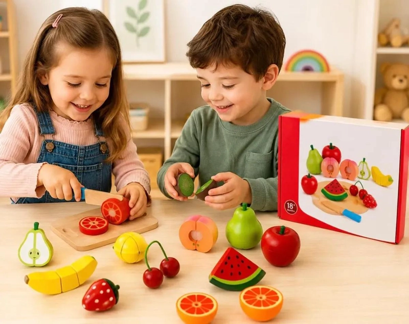JUEGO DIDACTICO DE FRUTAS DE MADERA PARA CORTAR 18 PIEZAS - 8