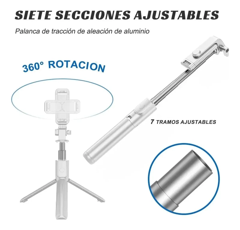 BASTON SELFIE Y TRIPODE EXTENSIBLE CON CONTROL REMOTO BLUETOOTH - 2