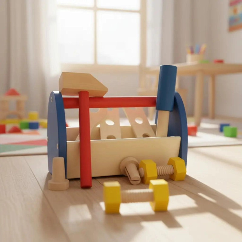 JUEGO DIDACTICO DE MADERA CAJA DE HERRAMIENTAS PARA NIÑOS - 1
