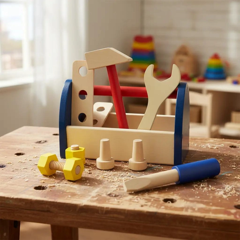 JUEGO DIDACTICO DE MADERA CAJA DE HERRAMIENTAS PARA NIÑOS - 2