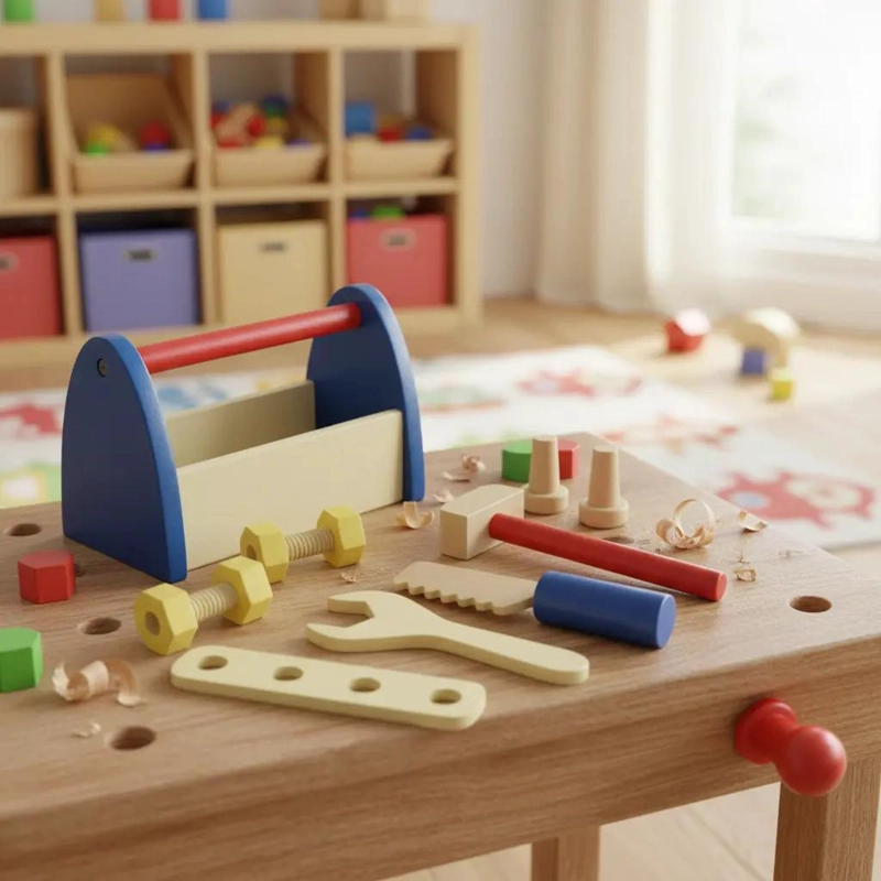 JUEGO DIDACTICO DE MADERA CAJA DE HERRAMIENTAS PARA NIÑOS - 3
