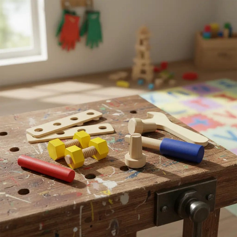 JUEGO DIDACTICO DE MADERA CAJA DE HERRAMIENTAS PARA NIÑOS - 4