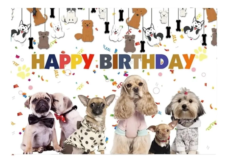TELON DE FONDO DECORATIVO FIESTA DE PERROS 150X100 CM - 1