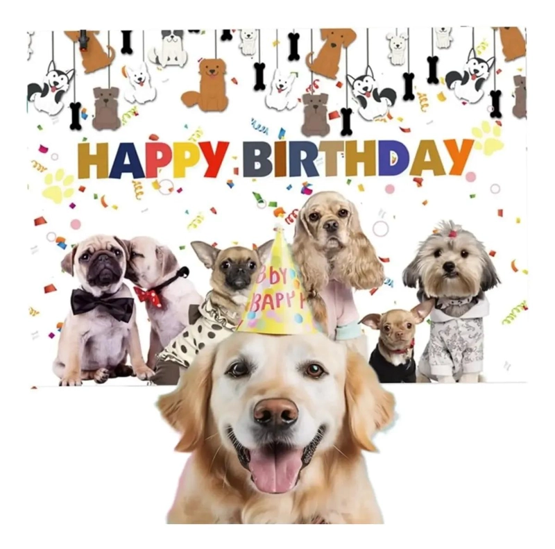 TELON DE FONDO DECORATIVO FIESTA DE PERROS 150X100 CM - 3