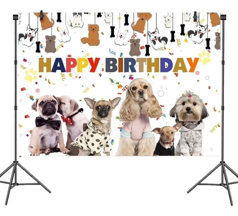 TELON DE FONDO DECORATIVO FIESTA DE PERROS 150X100 CM - 4