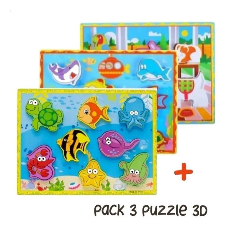 PUZZLE 3D DE MADERA PARA NIÑOS CON TEMATICA DE PESCA - 2