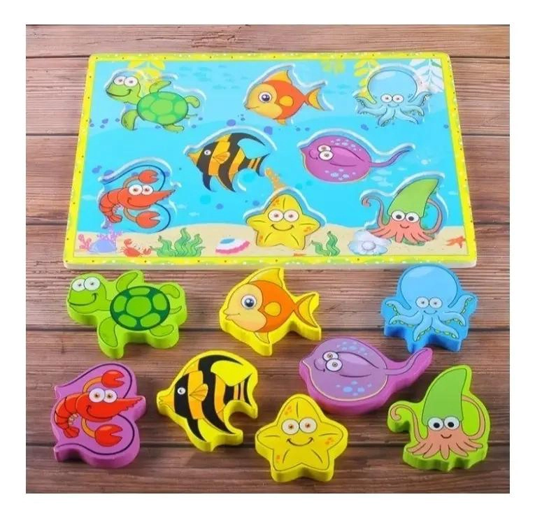 PUZZLE 3D DE MADERA PARA NIÑOS CON TEMATICA DE PESCA - 3