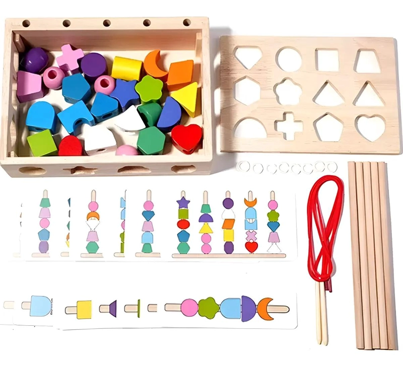 CAJA ROMPECABEZAS DIDACTICO DE MADERA CON FIGURAS - 1