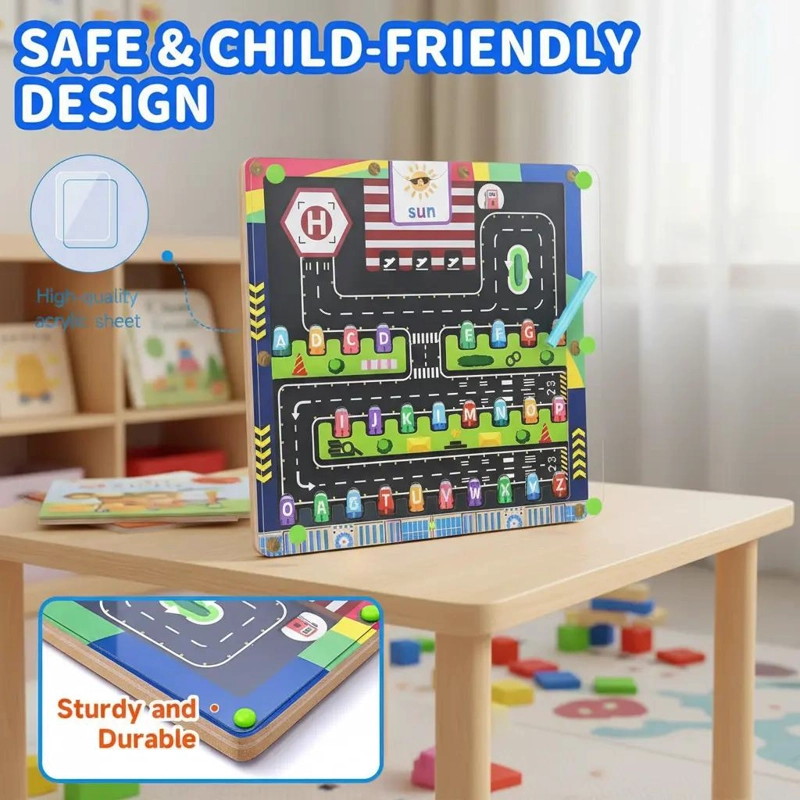 PUZZLE MAGNE TICO LABERINTO ALFABETO DE MADERA PARA NIÑOS - 1