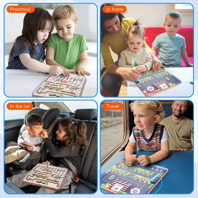 PUZZLE MAGNE TICO LABERINTO ALFABETO DE MADERA PARA NIÑOS - 4