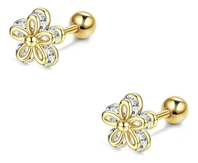 AROS HIPOALERGE NICOS CON DISEÑO DE FLOR PARA NIÑAS - 2